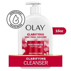 Olay Clarifying Face Wash, Facial Cleanser with Niacinamide, Fights Dryness in All Skin Types, 16OZ