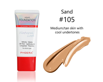 Matte, Silky, Tube Liquid Foundation, Ladies Products (Option: 105 Sand)