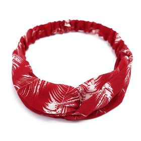 Women Retro Style Hairband floral Print Headband Cross (Color: Red)